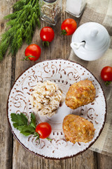 Delicious cutlets, tomatoes and parsley