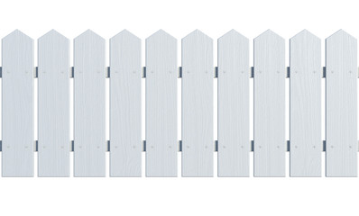 Seamless wooden fence painted white isolated on white background 3d rendering