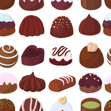 vector seamless pattern with chocolate candies