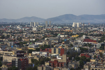 Obraz premium Skyline in Mexico City, Reforma aerial view at sunset time