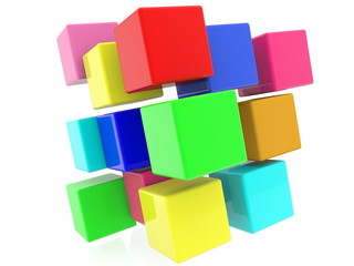 Colorful cubes on white
