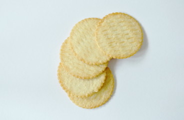 butter cracker arranging on white background