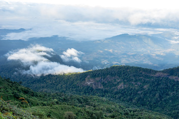 landscape of valley hill in morning sky and cloudscape