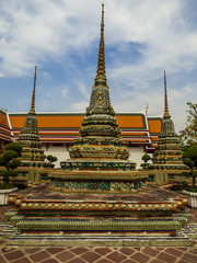 Fototapeta premium Colorful stupas at Wat Pho (Buddhist temple) in Bangkok, Thailand