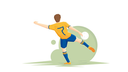 Fototapeta na wymiar Creative abstract soccer player. Soccer Player Kicking Ball. Flat Vector illustration