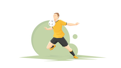 Creative abstract soccer player. Soccer Player Kicking Ball. Flat Vector illustration