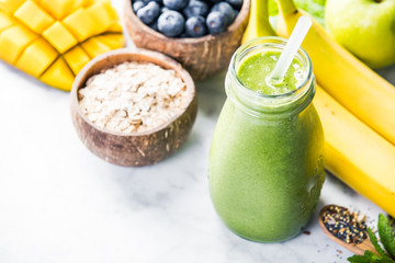 Close-up of green fresh smoothie