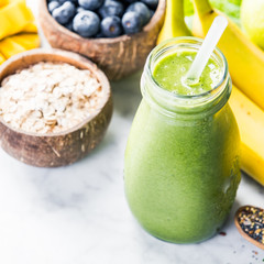 Close-up of green fresh smoothie