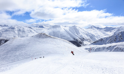 Fototapeta na wymiar Livigno in Italian Alps during winter
