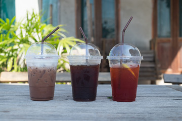 Various types of iced drink