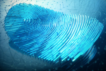 3D illustration Fingerprint scan provides security access with biometrics identification. Concept Fingerprint protection.