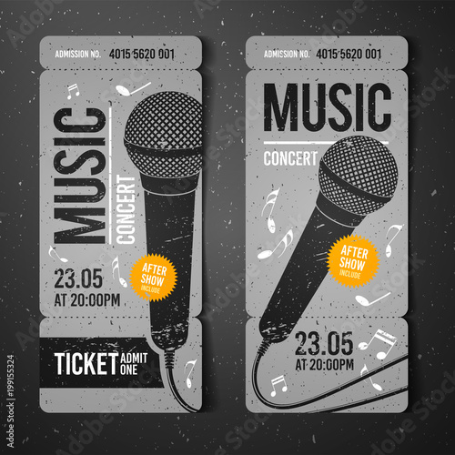 vector illustration gray music concert ticket design template with