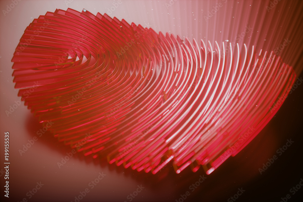 Poster 3d illustration fingerprint scan provides security access with biometrics identification. personal d