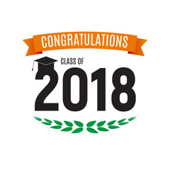 Congratulations on Graduation 2018 Class Background Vector Illustration