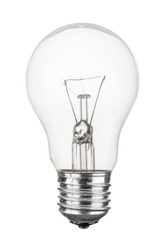 Light bulb close up isolated on white background
