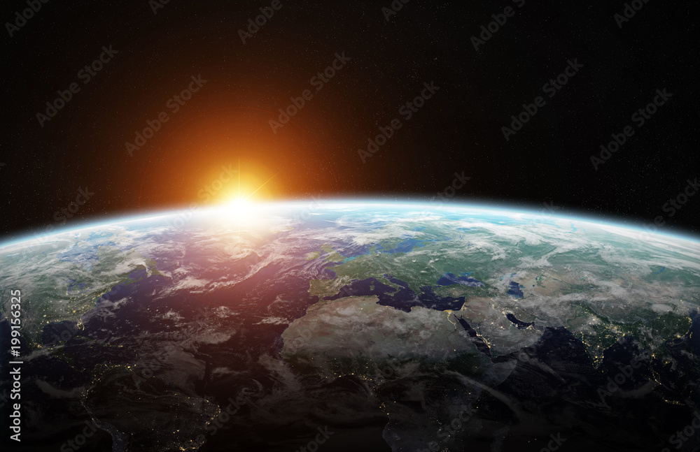 Fototapete view of blue planet earth in space 3d rendering elements of this image furnished by nasa