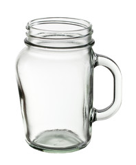 glass jar with a handle close-up on a white background