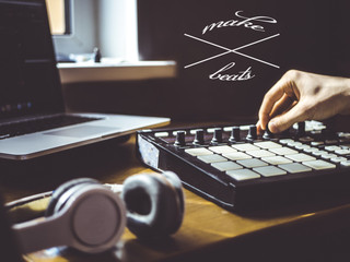 making beats text copyspace music design