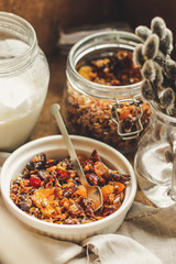 Granola with dried fruits (muesli with fruitata and years)