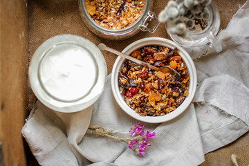 Granola with dried fruits (muesli with fruitata and years)