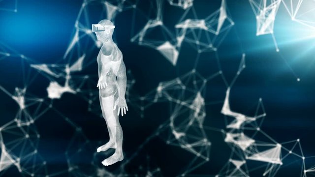 Points of virtual reality on the human hologram, vr seamless animation