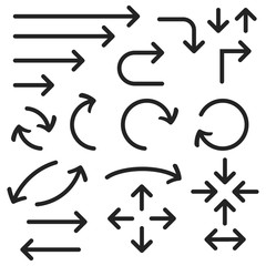 Black bold arrows set. Set of icons