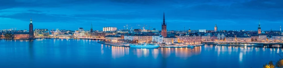 Rolgordijnen De horizonpanorama van Stockholm in schemering, Sweden © JFL Photography