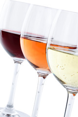 Wein Gläser Weingläser Weißwein Rotwein Rose Hochformat freigestellt Freisteller