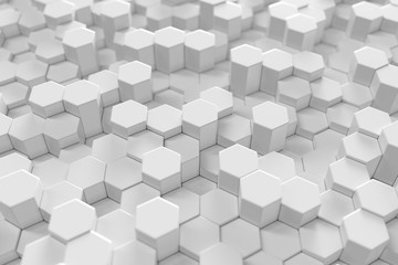 Obraz premium White geometric hexagonal abstract background, 3d rendering