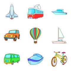 Car industry icons set, cartoon style