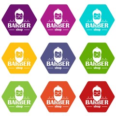 Barber shop icons set 9 vector