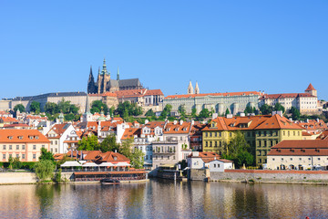 Prague, Bohemia, Czech Republic. Hradcany is the Praha Castle with churches, chapels, halls and...