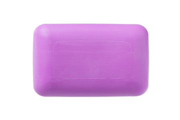 Piece of toilet purple or violet soap isolated on white background