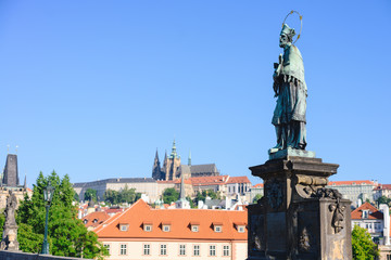 Statue of John of Nepomuk on the Charles bridge in Prague.