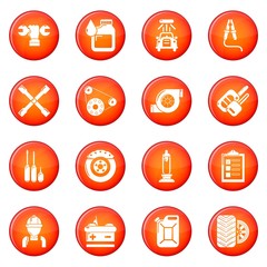 Auto repair icons set red vector