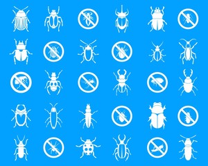 Bugs icon blue set vector