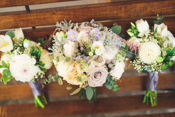 Wonderful luxury wedding bouquet of different flowers