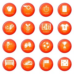 Soccer football icons set red vector