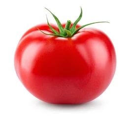 Fotobehang Tomaat geïsoleerd. Verse tomaat. Met uitknippad. Volledige scherptediepte. © Tim UR