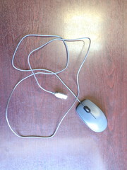 wired computer mouse on the table