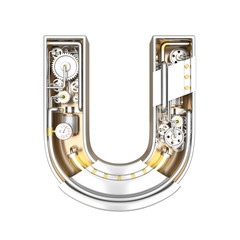 Mechanic alphabet ,letter U on white background with clipping path. 3D illustration © Es sarawuth