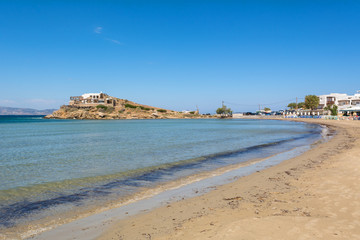 Beautiful sandy Prokopios beach with crystal clear waters. Naxos island, Greece.
