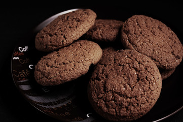 oatmeal cookies black table plate
