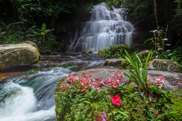 Mun daeng Waterfall, the beautiful waterfall in deep forest at Phu Hin Rong Kla National Park ,Phitsanulok, Thailand