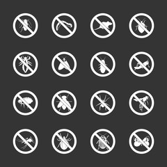 No insect sign icons set grey vector