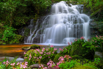 Mun daeng Waterfall, the beautiful waterfall in deep forest at Phu Hin Rong Kla National Park ,Phitsanulok, Thailand