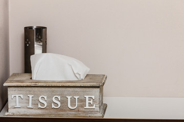 Decorative wooden box with tissues