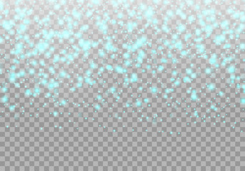 Blue neon sequins fall on the translucent backdrop. Christmas vector background