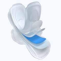 Hygienic sanitary napkin, menstruation days, on a white background.