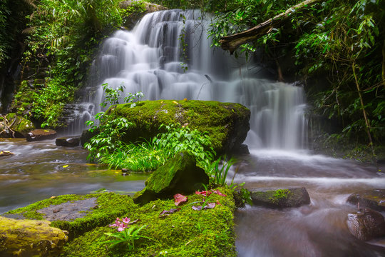 Mun daeng Waterfall, the beautiful waterfall in deep forest at Phu Hin Rong Kla National Park ,Phitsanulok, Thailand